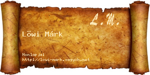 Löwi Márk névjegykártya